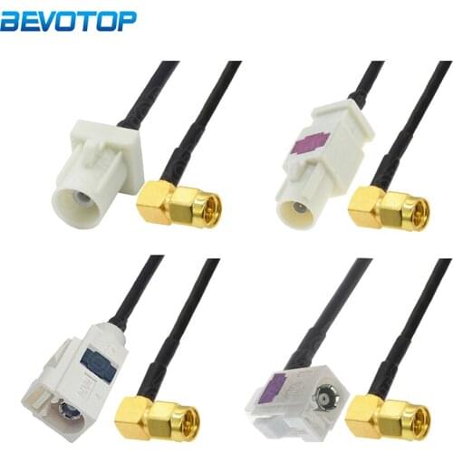 Elbow Right Angle SMA Male to Fakra B Male / Female White RAL 9001 Connector RG174 Cable Radio Antenna Extension Cord RF Pigtail