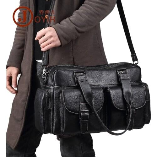 Vintage 100% Genuine Leather Mens Travel Bags Soft Natural First Layer Cow Leather Men Handbag Multi Pockets Travel Totes
