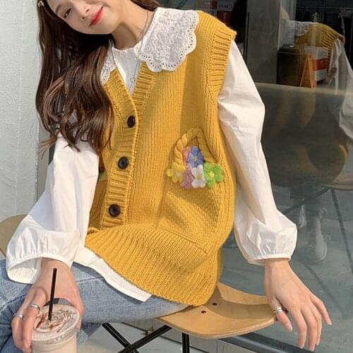 High Quality Cute Sweater Vest Women Autumn Winter Waistcoat Knitted Vest Top Sleeveless Jacket chaleco mujer