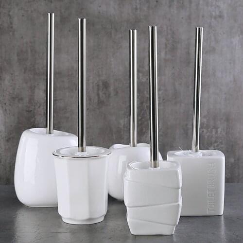 NEWYEARNEW Ceramic Base Toilet Brush Holder Creative Styling WC Clean Tool Washing Room Bathroom Wedding Gifts