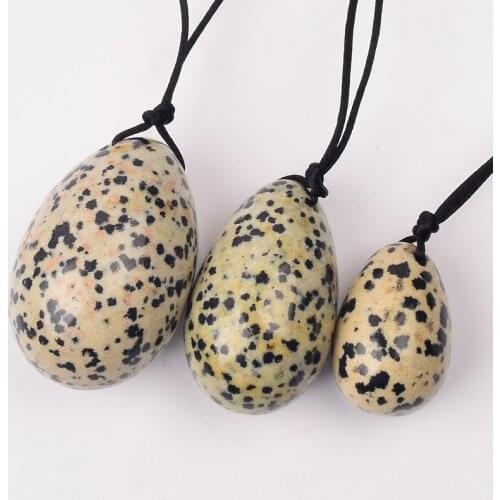 Yoni Eggs Natural Dalmatian Jasper Yoni Eggs With Hole Kegel Exercise Pelvic Floor Muscle Vaginal Massage Ball
