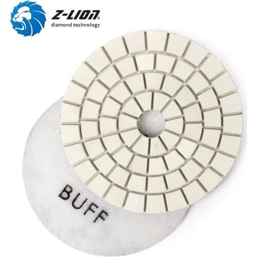 Z-LION 4" 2pcs Diamond Buff Polishing Pad Granite Marble Stone Buffing Disc Premium White Wet Diamond Polish Wheel Abrasive Tool