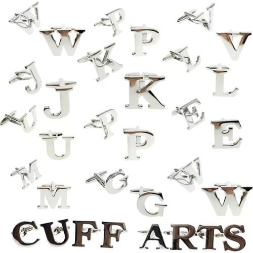 Cuffarts New Arrival Fashion Letter A-Z Cufflinks Men Free Shipping English Alphabet Cuff Links Men Shirt Charm Cufflinks