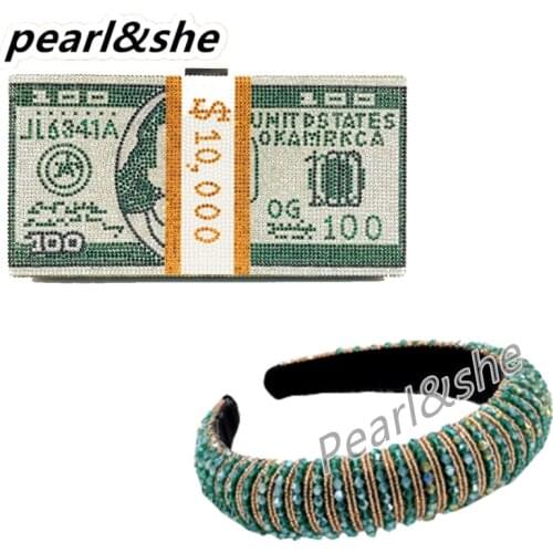 Girls Shiny Luxury Rhinestone handbag with Hair Band Diamond Hair Hoop for Women Crystal Headbands Headwear