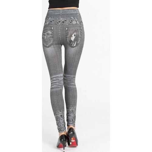 WITHZZ Female Modeled Denim Elastic Leggings Thin Slim Pants Women Leggins Elbows for Fitness Legins Push Up Workout Active Wear