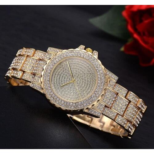 2020 Ladies Watches Full Diamond Watches Women Rose Gold Quartz Wristwatch Luxury Women Dress Watches Cheap Price Dropshipping