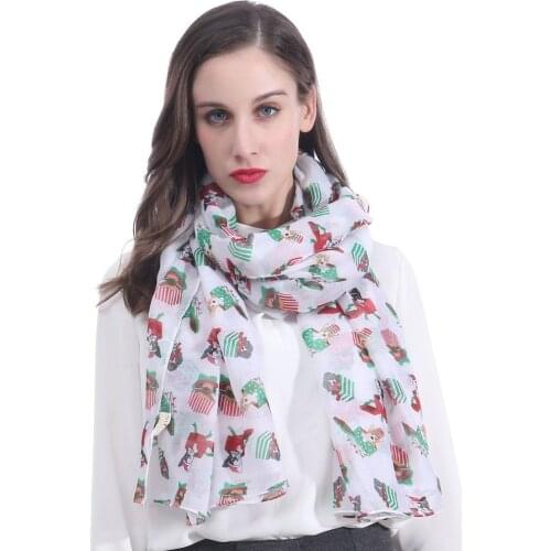 Dog Print Womens Scarf Shawl Wrap Christmas Holiday Gift Accessory Soft Lightweight