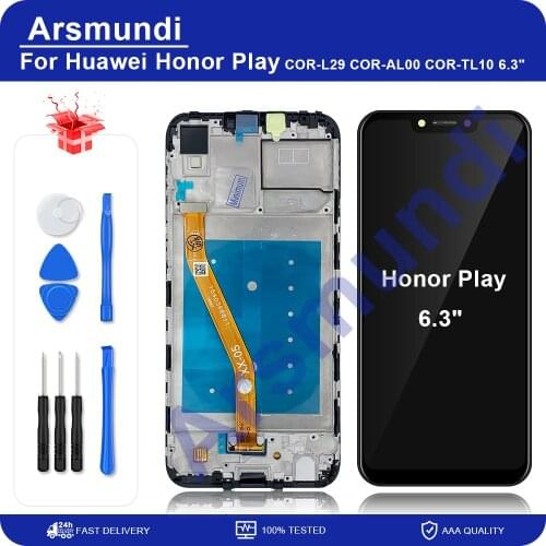 For Huawei Honor Play LCD Display + Touch Screen Tested Digitizer Assembly For Honor Play COR-L29 COR-AL00 COR-TL10 6.3" Screen