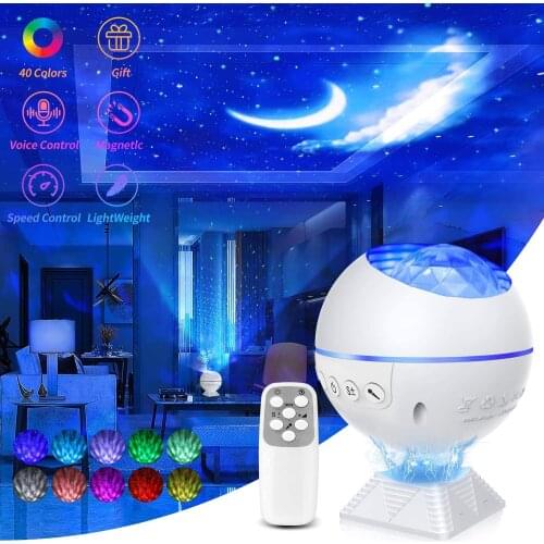 Star Projector Lamp Children Bedroom Ocean Projection Night light Baby Lamp Decor Rotating Moon Galaxy Wave Projector Table Lamp