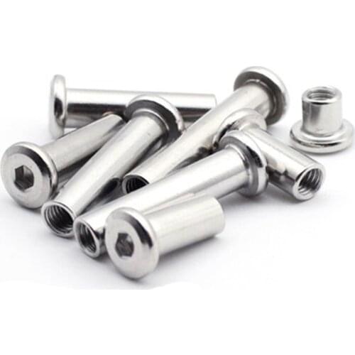 1/10pcs M3 M4 M5 304 Stainless Steel Large Flat Hex Hexagon Socket Head Furniture Rivet Connector Insert Joint Sleeve Cap Nut