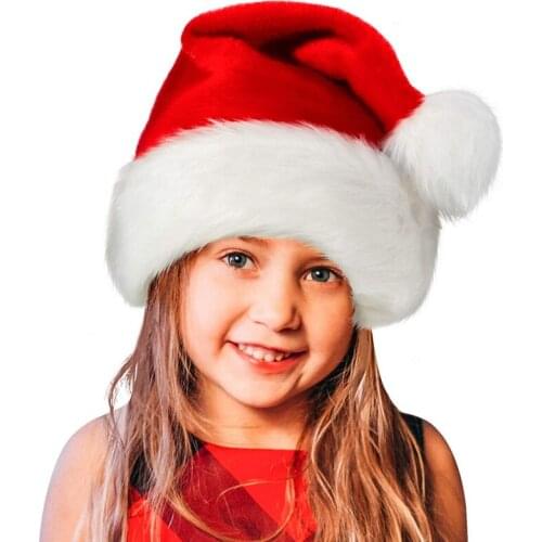 1/6pcs Velvet Christmas Hat Christmas Santa Claus Hat Adult Holiday Hat Thickened Classic Fur Christmas Fesitival Props