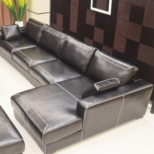 1 seat +2 seat+lounge)L shaped wider cow leather Oil Wax modern sofa #CE-K888