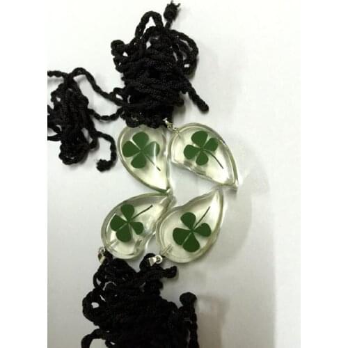 FREE SHIPPING 10 PCS real Four Leaf Clover Handmade lovely heart Pendant