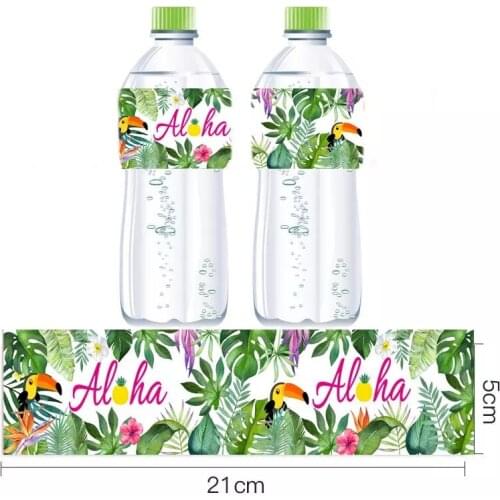 12pcs/lot Hawaii Tropical Party Decor Aloha Palm Leaf Mineral Water Bottle Label Tropical Palm Leaves Stickers Summer Party Dec