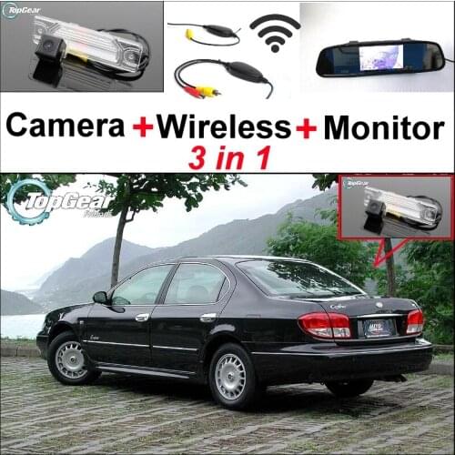 3 in1 Special Rear View Camera + Wireless Receiver + Mirror Monitor Easy DIY Back Up Parking System For Nissan Cefiro 1999~2003