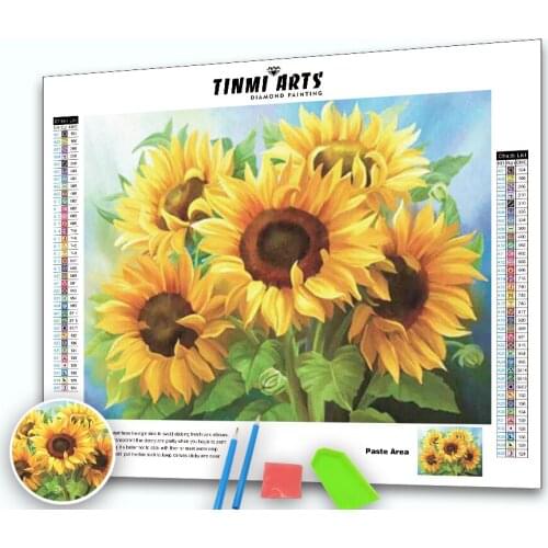 5D Diamond Painting Canvas Sunflower Full Round Drill DIY Mosaic Cross Stitch Handmade Embroidery Kits Decor Home
