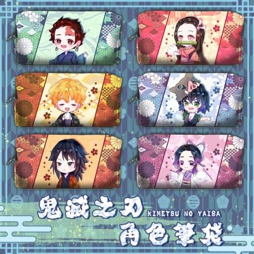 Anime Demon Slayer: Kimetsu No Yaiba Pen Bag Toy Kamado Tanjiro Nezuko Kochou Shinobu Cartoon Pencil Bags School Stationery