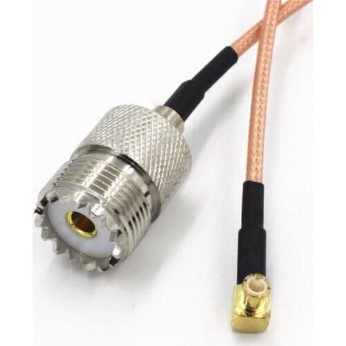 Antenna adapter cable UHF SL16 female to MCX male bent 20 cm long RG316 wire cable
