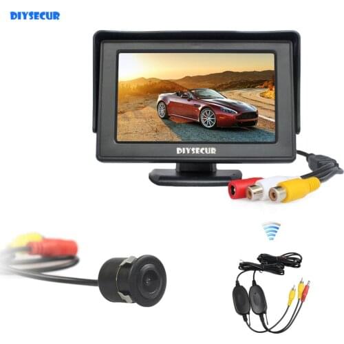 DIYSECUR Wireless 4.3" Color TFT LCD Car Monitor with HD Rear View Reverse Backup Car Camera Parking System