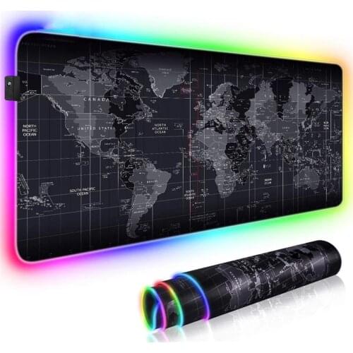 Large RGB Gaming Mouse Pad Old World Map Gamer Mousepad Non-slip Rubber Desk Mat Computer Pad Keyboard Mat Laptop Notebook Pad