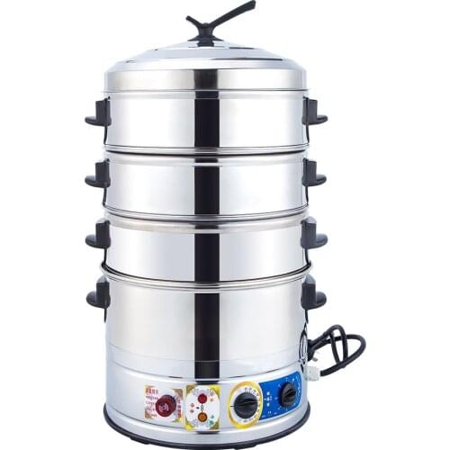Four-layer 35CM Electric Steamer Commercial Electric Steamer Household Bun Steamer Large-capacity Stainless Steel Steam Machine