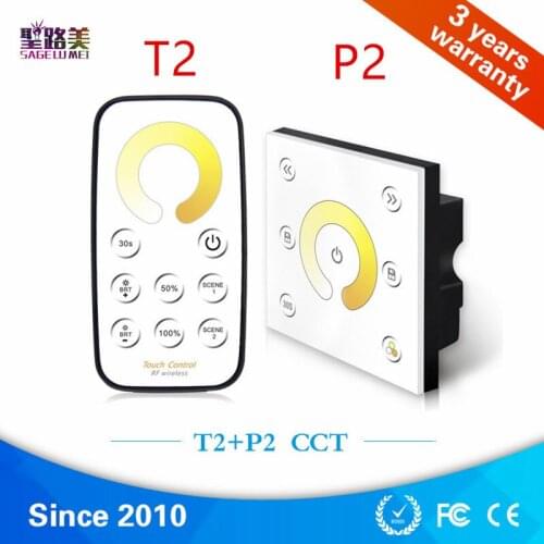 Color temperatur P2 LED Panel Dimmer T2 CCT Adjust RF wireless Remote Controller for 5050 3528 led strip light tape lamp bulb