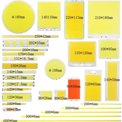 DC 12V All Size 2-200W COB LED Bulb Strip Panel Module Chip Diode Bar Round Shape Lamp for DIY Desk Car Fashion Lighting Fixture