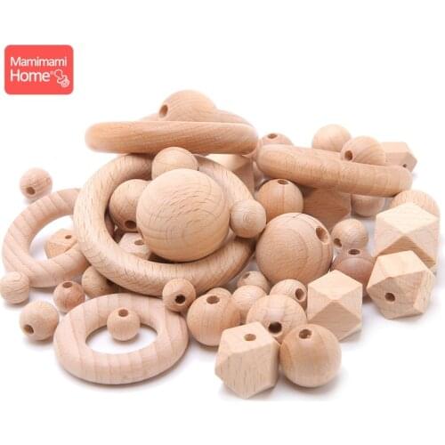 Mamihome 8-20mm Baby Wooden Teether Beech Beads Rings BPA Free Wooden Blank DIY For Nursing Gifts Tiny Rod ChildrenS Goods Toys