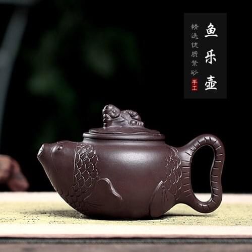 Clay pot agent wholesale raw ore, old Purple mud, pure manual fish music pot, tea set, gift box, one for delivery
