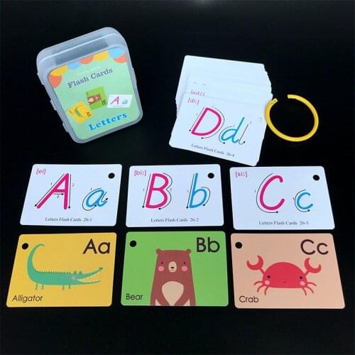 Montessori Toys for Children Early Learning English Flash Cards Educational Toys Kids Cognition Word Card Shape Animal Color Toy