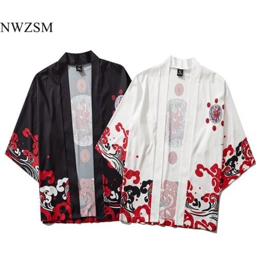 Anime Japanese Kimono Cardigan Summer Beach Sunscreen printing Loose Kimono Harajuku Cosplay Short Sleeve cloak Drop Ship