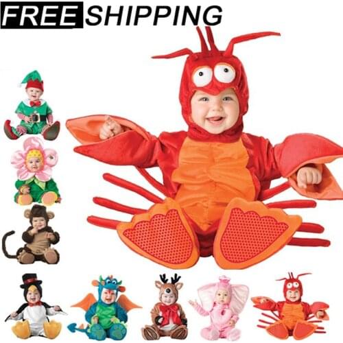 Novel Christmas Halloween Costume Infant Baby Boys Girls Deer kangaroo Shark Rompers Cosplay Newborn Toddlers Clothing Set
