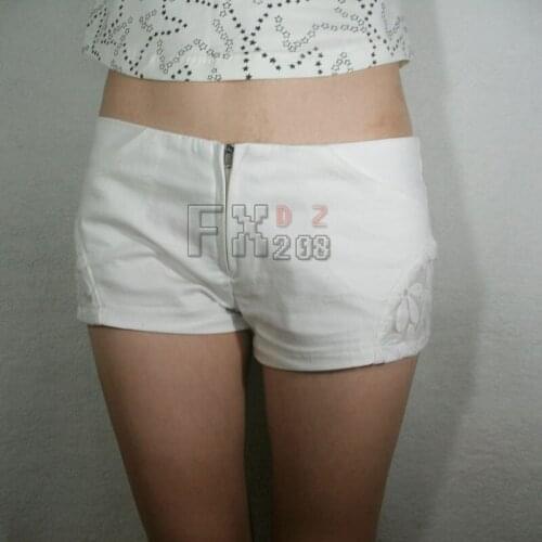 Plus Size Lace Denim Booty Shorts Zipper Open Vintage Cute Bikini Sexy Jeans Shorts White Micro Mini Short Sexy Culb Wear 45