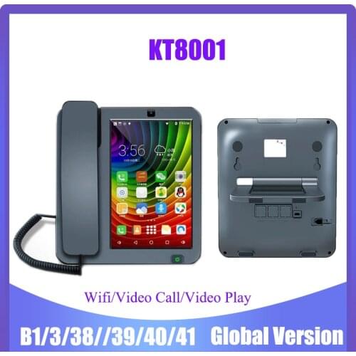 KT8001 4G SIM Card Android Smart Phone Touch Screen Video Call Telephone With Wifi Recording For Home Business Landline Phones