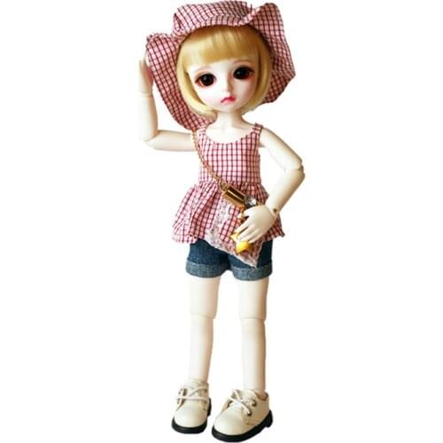 New BJD doll SD doll 1 / 6 doll Daisy pink plaid skirt cute suit doll realistic doll factory direct sales