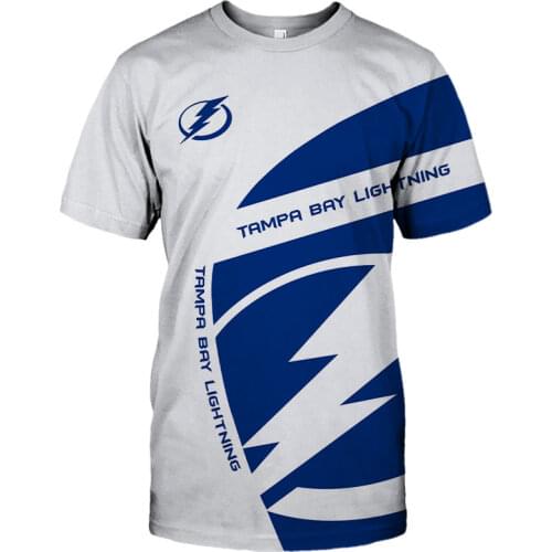 Summer Casual Tops Tampa Bay Mens fashion White blue stitching fun graffiti letter print Lightning T-shirts