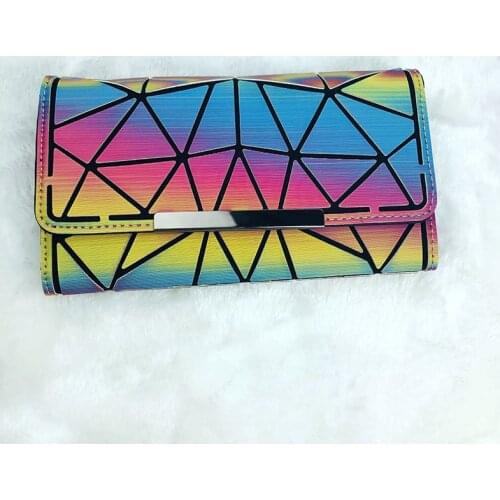 2021 Hot 3D Rainbow Stylish Womens Wallet High Grade Three-layer Irregular Geometry Card Bag Coin Purse Note Compartment Wallet