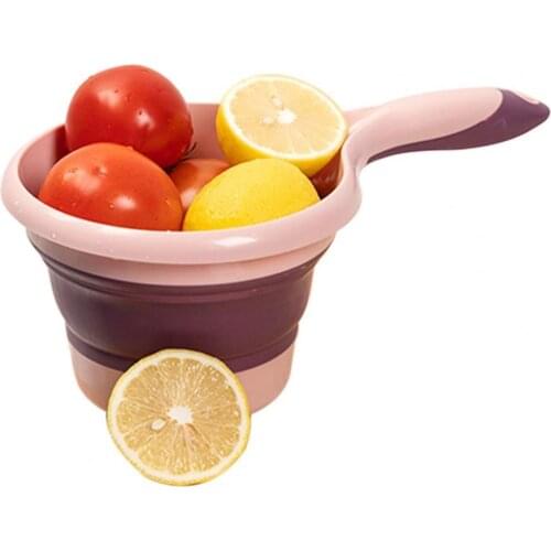 Water Scoops Silicone Long Handle Collapsible Water Scoop Kitchen Tool Gadgets Foldable Outdoor Pet Drinking Bowl