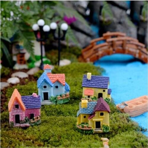 Mini Castle Small House Fairy Garden Miniatures Terrarium Figurines DIY Crafts Figure Moss Ornament Micro Landscape Decor