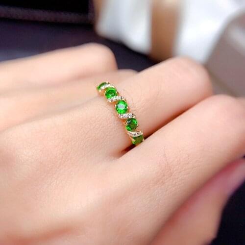 Trendy Female Green Crystal Stone Ring Charm Gold Color Wedding Cuff Rings For Women Simple Bride Round Zircon Engagement Ring