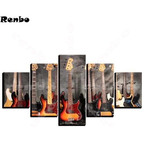 5D DIY Diamond Painting 5 Pieces Guitar Puzzle Pictures Mosaic Diamond Cross Stitch Diamond Embroidery For sale Home Decor 5pcs