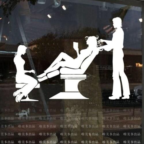 Hair Nail Salon Wall Decal Beauty Salon Scissor Sticker Barber Shop Vinyl Wall Decals Mural Hairdresser Glass Window Sticker