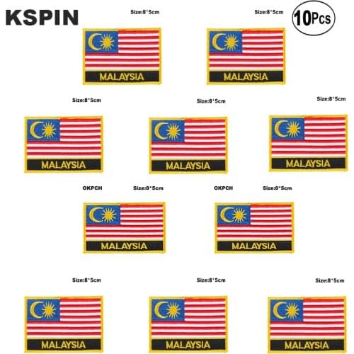 Malaysia Flag Embroidery Patches Iron on Saw on Transfer patches Sewing Applications for Clothes in Home&Garden