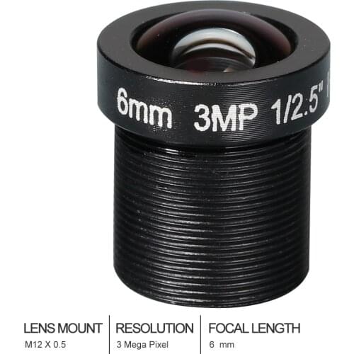 Witrue HD cctv lens 3MP 6MM M12*0.5 Mount 1/2.5 F1.8 53degree for security CCTV cameras