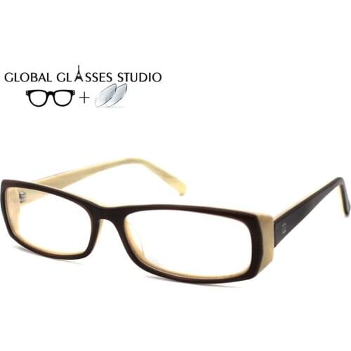 Men Women Acetate Glasses Frame Eyewear Eyeglasses Reading Myopia Prescription Lens 1.56 Index FLV.059 C660