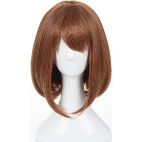 Anime My Hero Academia Ochako Uraraka Wigs Brown Heat Resistant Synthetic Hair Perucas Cosplay Wig + Wig Cap