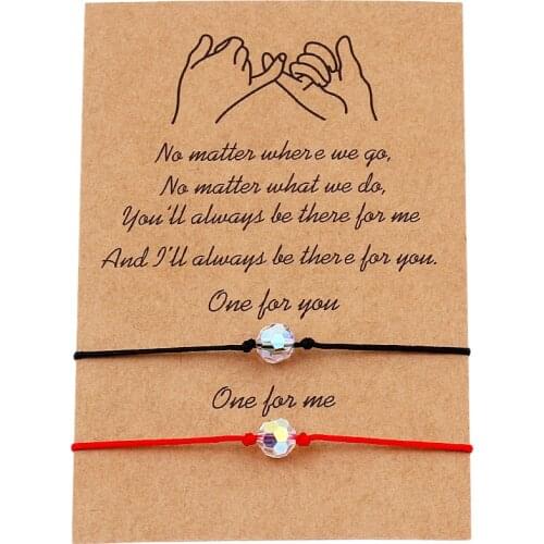 Simple Crystal Beads Charm Bracelet Set for Friends Couple Handmade Woven Bracelets Chain On Hand Fashion Jewelry Gifts New