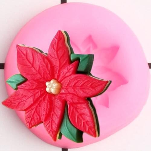 Poinsettia Flower Silicone Molds Cupcake Topper Fondant Mold DIY Wedding Cake Decorating Tools Candy Chocolate Gumpaste Moulds