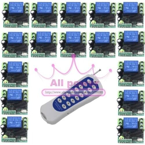 Fashion Design for DC 12V 1CH Small Channel Wireless Remote Control Radio Switch 315mhz Transmitter 16 Receiver 100m