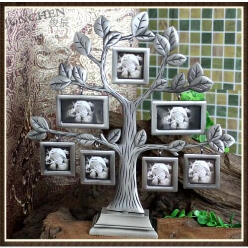 Happiness Family Tree Photo Frame Creative Tree Shaped Frame for7 Photos Alloy metal photo frame baby Home Decor frame set XC054